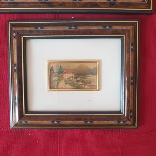 Italian chromolithographs used, set of 2 framed prints