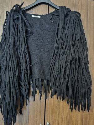 Pull & Bear Shaggy knitted cardigan medium black like new