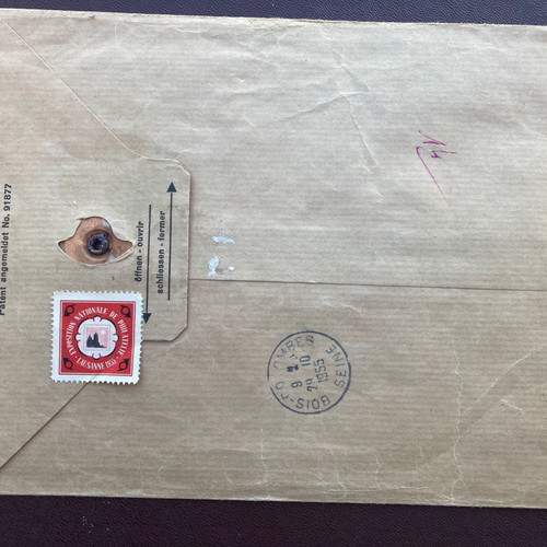 Envelope from 1955 Swiss National Philatelic Exhibition used, registered