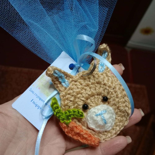 Crochet Bunny Favor New With Tulle And Almond Confetti