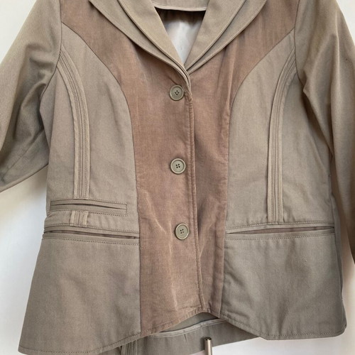 Y2K Vintage Two-Tone Cropped Blazer Size 40 New Beige Brown