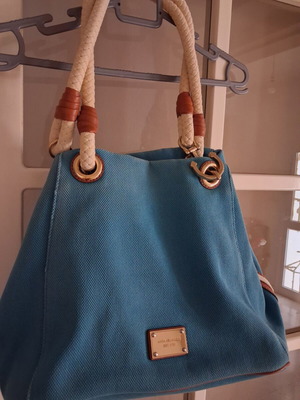 Michael Kors blue canvas shoulder bag