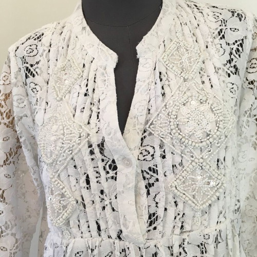 Antica Sartoria by Giacomo Cinque lace top blouse with beads S like new, white