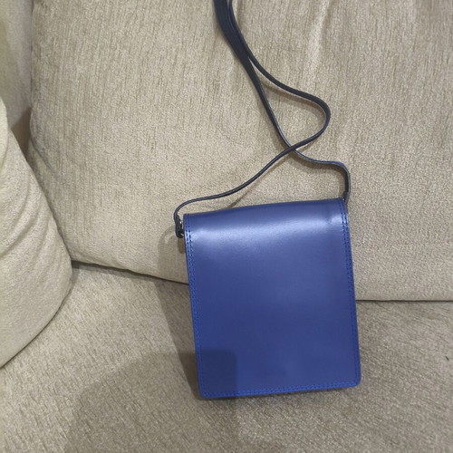 Crossbody bag blue genuine leather new handmade JK Leather