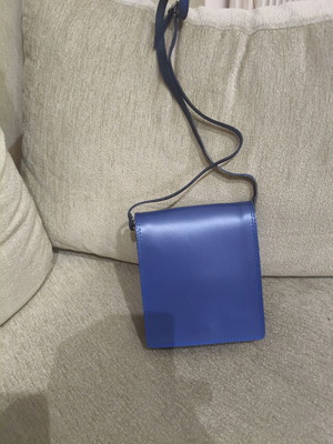 Crossbody bag blue genuine leather new handmade JK Leather