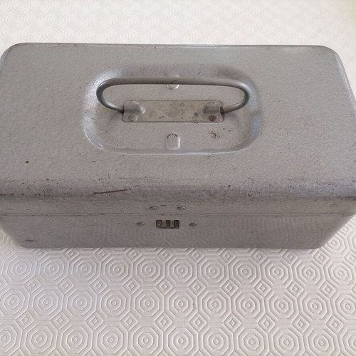 Metal cash box used with 3-digit combination lock