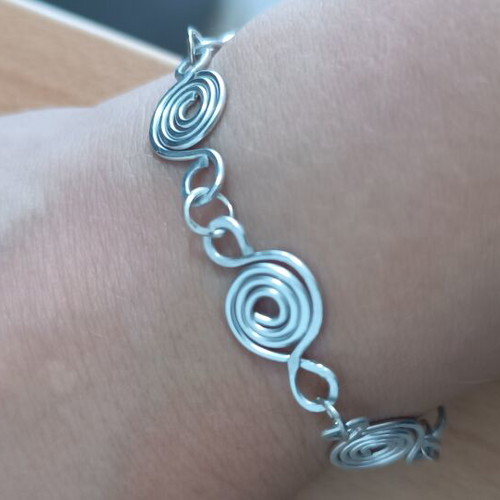 Silver swirls bracelet handmade from scratch, new