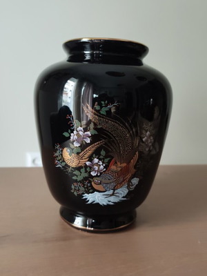 Vintage porcelain vase used, Japanese style with enamel and gilding