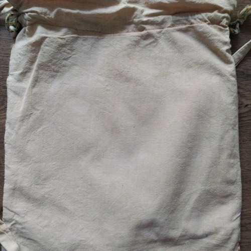 Boho/ethnic fabric embroidered bag-pouch used, beige