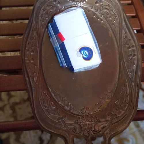 Antique brass tray used, small