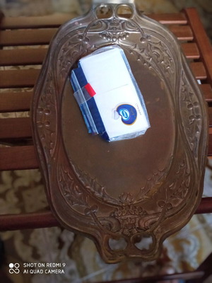 Antique brass tray used, small