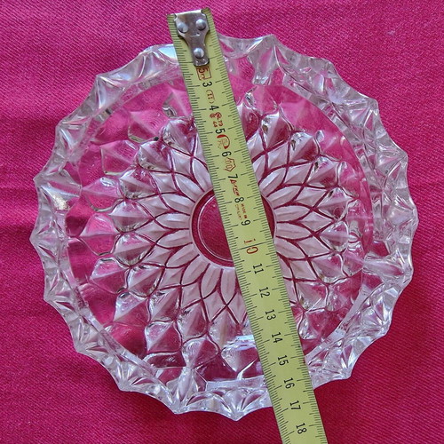Crystal ashtray vintage used, 17cm decorative design