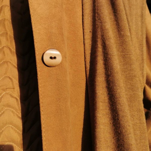 Grosse classic women's suede trench coat with buttons, mustard color
