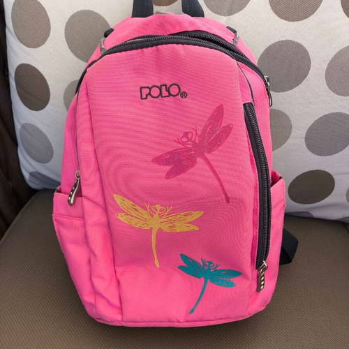 Polo backpack for girls like new, pink with reinforced back