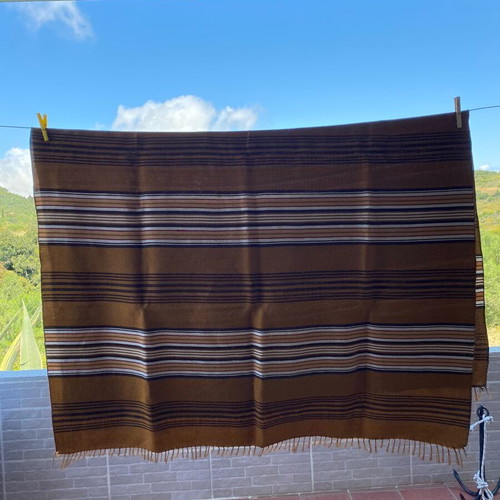 Vintage woven blanket used, 145 x 225 cm, high quality wool blend