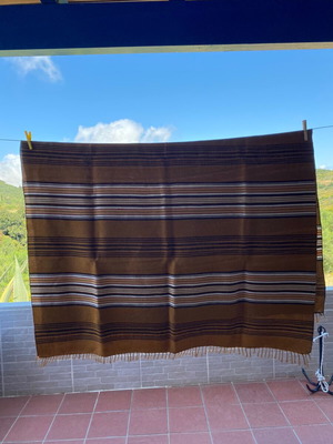 Vintage woven blanket used, 145 x 225 cm, high quality wool blend