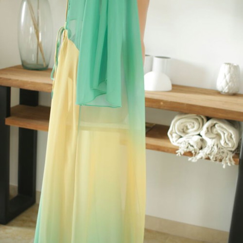 Beachwear kimono new, green and yellow shades
