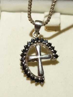 Ασημένιο κολιέ 925 vintage με ζαφείρια like new