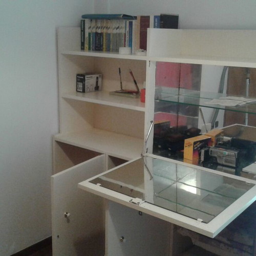 Bookcase with bar and glass shelves like new