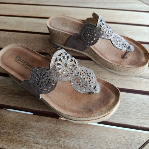 Patrizia Boutique leather sandals used, size 37, beige and brown