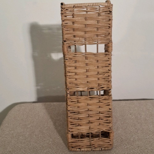 Wicker file folder used, beige gray