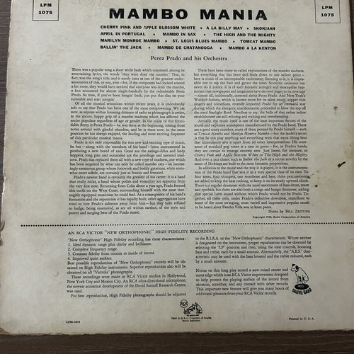 Mambo Mania LP by Perez Prado like new, jazz