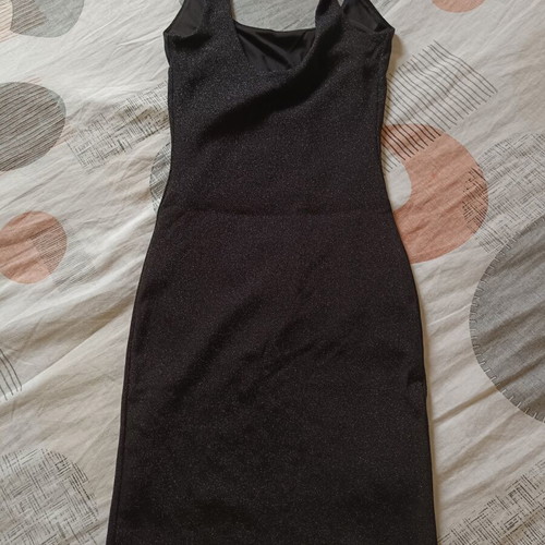 Bershka evening mini dress like new, black, tight fit with rhinestones