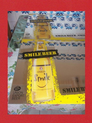Smile Beer promotional mirror, Union Smile, 37x45 cm