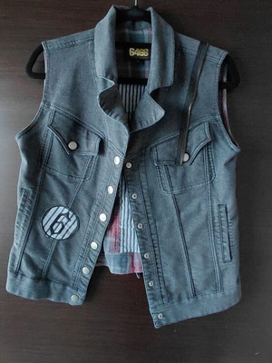 Vintage Nikos Apostolopoulos Women's Denim Vest used, gray acid wash