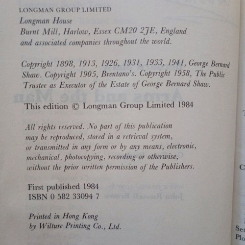 Arms and the Man Longman Study Texts by Bernard Shaw used