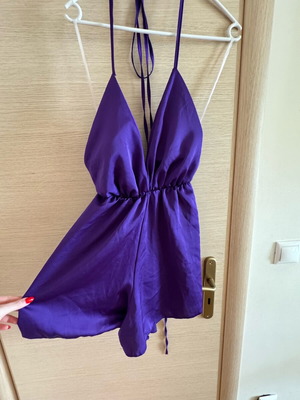Silk short one-piece romper new, one size, open back