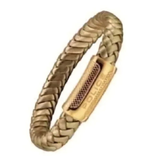 Police leather bracelet new, gold color, magnetic clasp