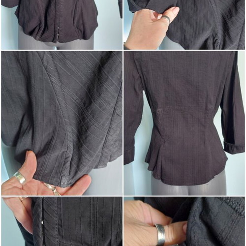 H&M Vintage Μαύρο Πουκάμισο Κορσές με Μπανέλες, Σαν Καινούργιο, 2XL