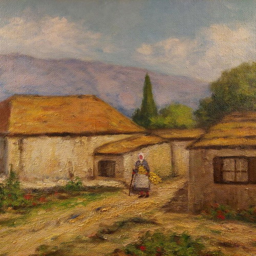 Oil painting by M. Romanidou like new with frame