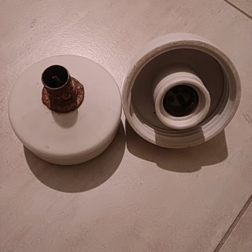 Porcelain lamp holders used, set of two with white base