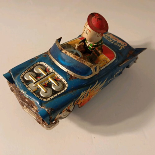 Used metal YOSHIYA KO Bump n Go vintage toy car from 1950s