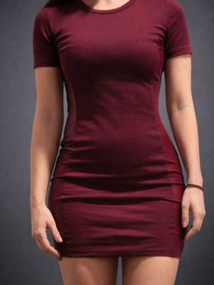 Рокля Calliope Mini bodycon като нова, бордо с детайли от изкуствена кожа