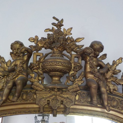 Wooden carved mirror old with rococo carvings
