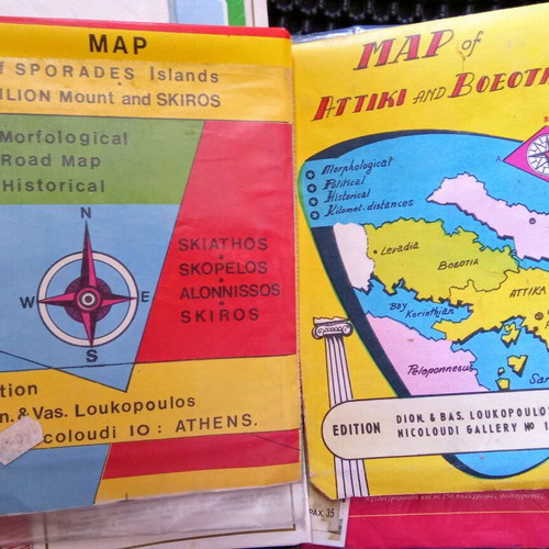 Old maps of Greece used, set of 15 vintage