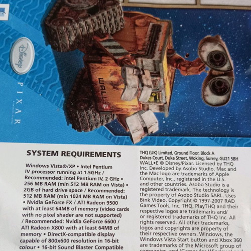 Wall e video game new for PC