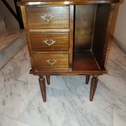 Solid wood nightstand 1968 with 3 side drawers