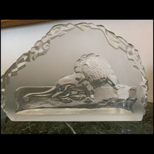 Nybro Glasbruk Sweden crystal with lion 1970s like new