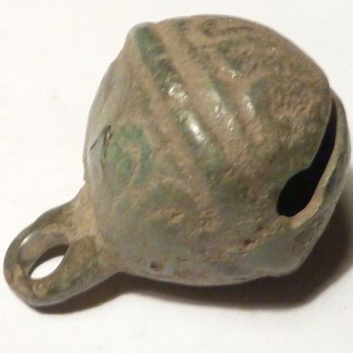 Antique bronze bell used, horse tack rattle