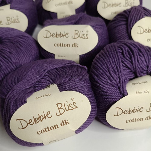 Debbie Bliss Cotton DK purple yarn 8x50g balls new