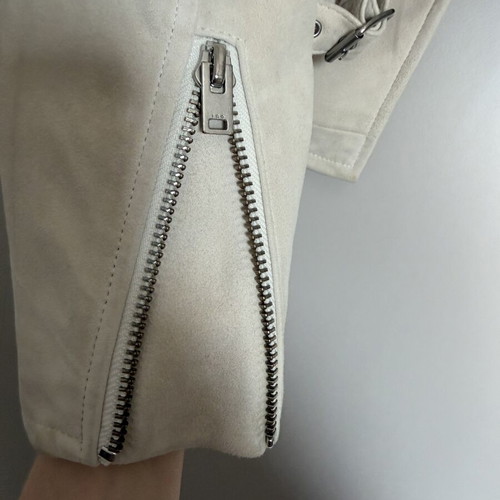 Iro Paris Ashley Suede Leather Biker Jacket Ivory used, lamb leather