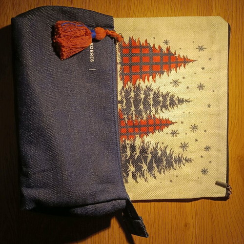 Toiletry bags new, one Korres and one Christmasy, white and blue