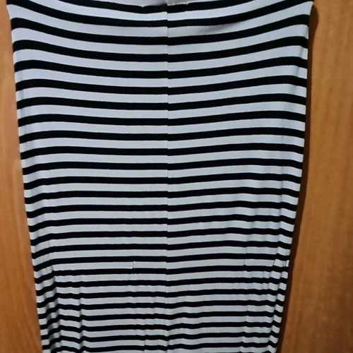 Cotton maxi skirt with horizontal black and white stripes. Size 26 (small)
