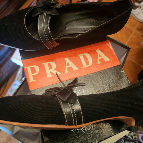 Prada vintage velour shoes used, collectable