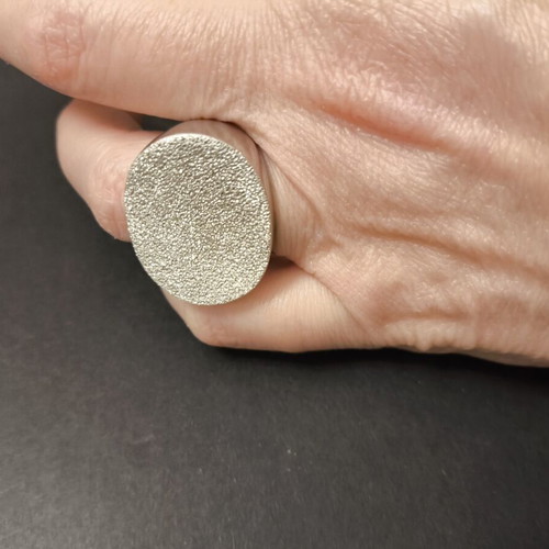 Large 925 Silver Ring with Sandblasting like new