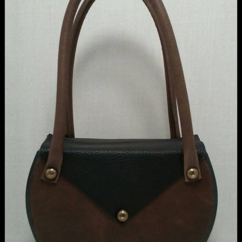 Handbag new, handmade wood and calf leather with brass details